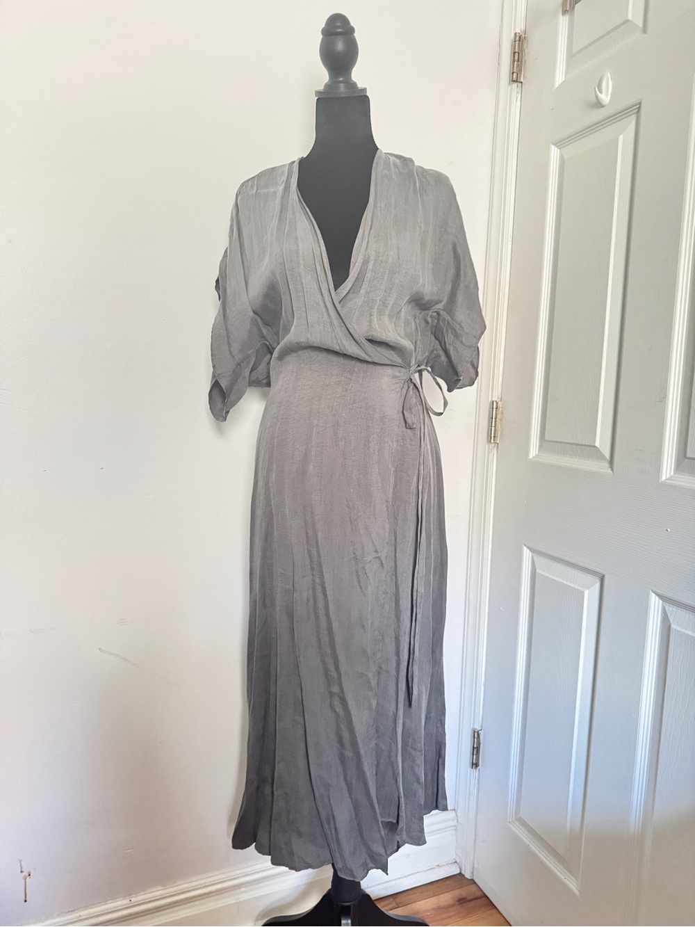 Zara Silver-Gray Wrap Maxi Dress